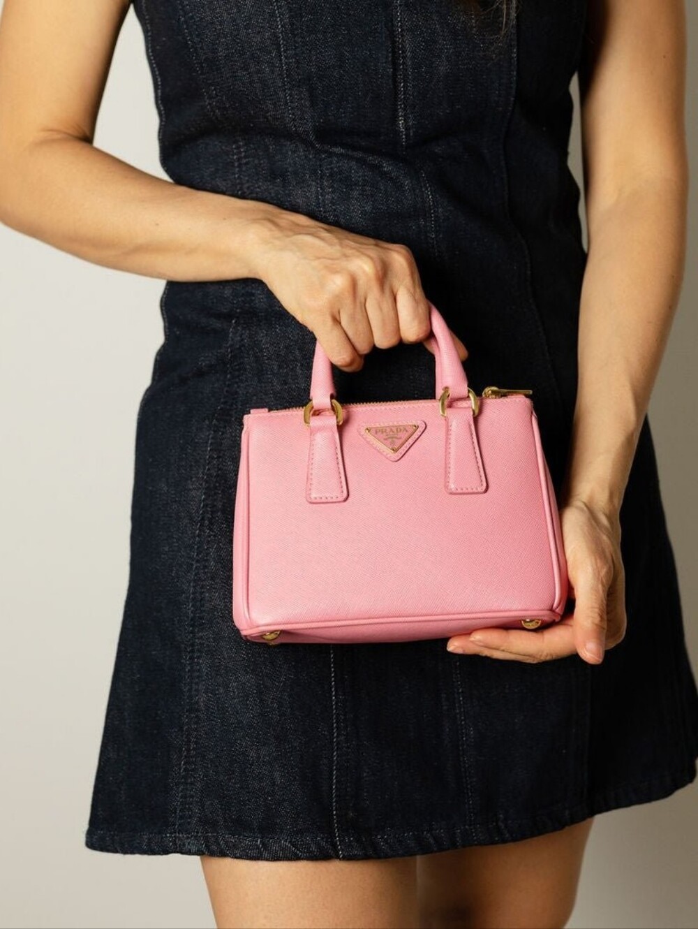 LIKE NEW! MSRP $4295 Prada GALLERIA Pink Mini MACRO SMALL Bag DAINTY CUTE